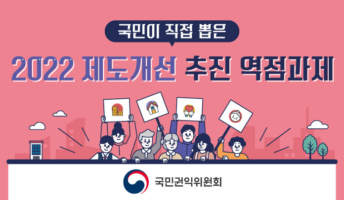 국민이 직접 뽑은 2022 제도개선 추진 역점과제 목록 이미지