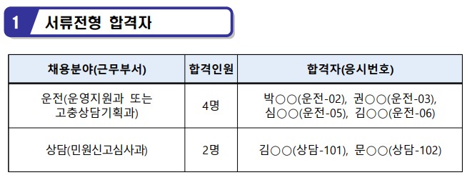 서류전형 합격자