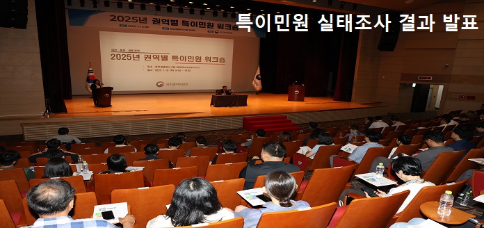 특이민원 실태조사 결과 발표 2025 권역별 특이민원 워크숍 특이민원 실태 및 대응방안 주관:국미권익위원회 고충처리국 복지노동민원과 국민권익위원회